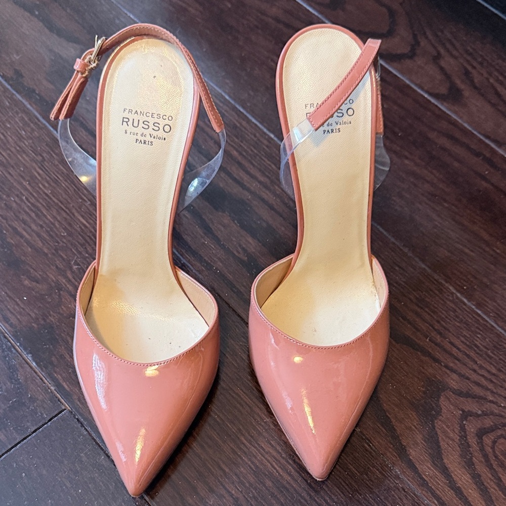 Francesco Russo Coral Slingback Heels